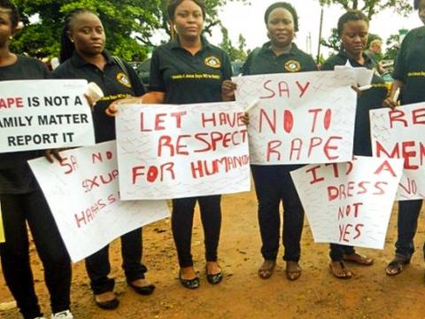 A group of women protesting against rape A group of women protesting against rape