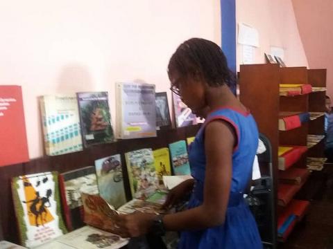 A pupil at the book fair A pupil at the book fair