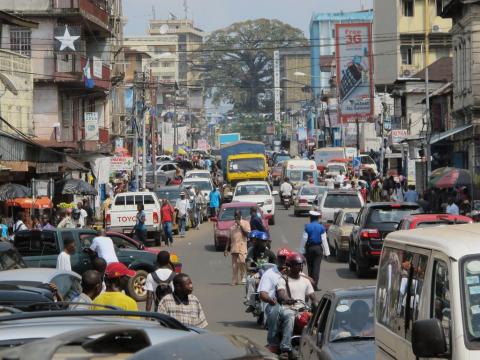 Busy business street in central Freetown Busy business street in central Freetown