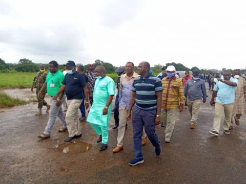 At Kenema Air field attendance of deputy minister of lands Rex Bonopha At Kenema Air field attendance of deputy minister of lands Rex Bonopha