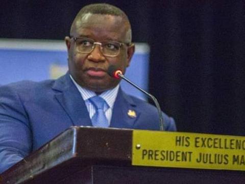 President Bio addressing Bintumani III conference. Photo: Office of the President President Bio addressing Bintumani III conference. Photo: Office of the President