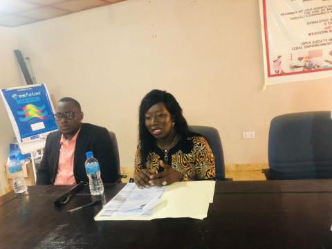 CEO and Founder of IWO, Chelcy Alma Herore, reading out the position paper CEO and Founder of IWO, Chelcy Alma Herore, reading out the position paper