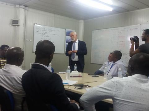 Country Manager of Bollore addressing journalists Country Manager of Bollore addressing journalists