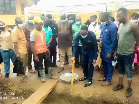 Deputy minister one turning the sod for DHMT office in Kenema Deputy minister one turning the sod for DHMT office in Kenema
