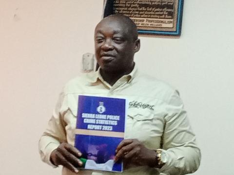 Director of Crime Services, Commissioner Joseph Ibrahim Lahai while launching the Police Crime Report Director of Crime Services, Commissioner Joseph Ibrahim Lahai while launching the Police Crime Report