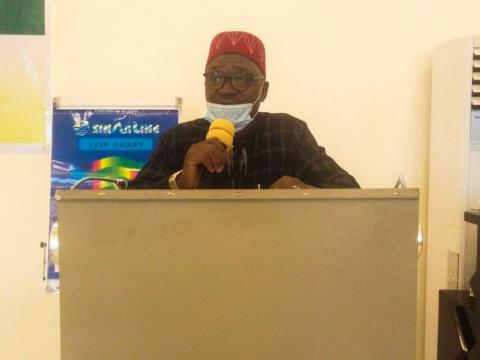 Dr. Sani making statement at the training in Freetown Dr. Sani making statement at the training in Freetown