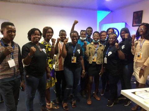 Feminist United Sierra Leone and Allies team, at the Africell -American corner, Bathurst Street, Freetown. Feminist United Sierra Leone and Allies team, at the Africell -American corner, Bathurst Street, Freetown.