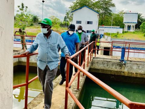 Finance Minister Jacob Jusu Saffa and SALWACO officials on a conducted tour of SALWACO facilities Finance Minister Jacob Jusu Saffa and SALWACO officials on a conducted tour of SALWACO facilities