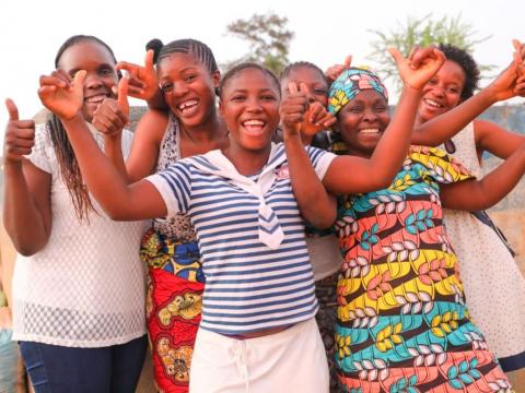 Women and girls celebrating the lifting of the ban Women and girls celebrating the lifting of the ban