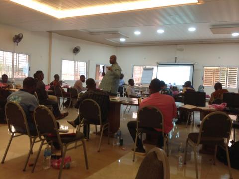 Harold Thomas, Communication Lead at the EOC, makes a presentation at the training Harold Thomas, Communication Lead at the EOC, makes a presentation at the training