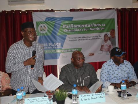 Health Minister, Prof. Alpha T. Wurie speaks at an engagement with MPs on nutrition Health Minister, Prof. Alpha T. Wurie speaks at an engagement with MPs on nutrition