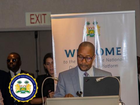 Information and Communications Minister, Mohamed Rahman Swaray at the launch Information and Communications Minister, Mohamed Rahman Swaray at the launch