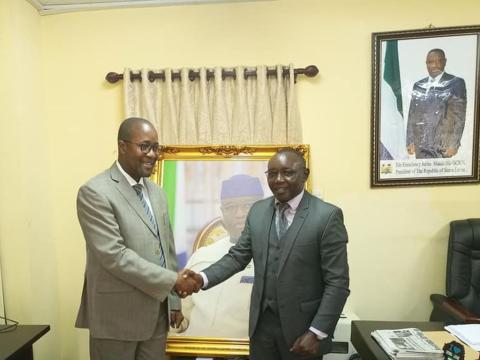 Information Minister, Mohamed Rahman Swaray, and Dr. Haron Mwangi, at the Ministry Information Minister, Mohamed Rahman Swaray, and Dr. Haron Mwangi, at the Ministry