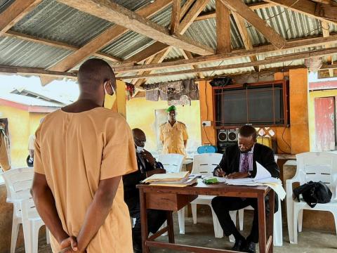 A prisoner faces Justice Brown-Makeni inside the prison as case is reviewed A prisoner faces Justice Brown-Makeni inside the prison as case is reviewed