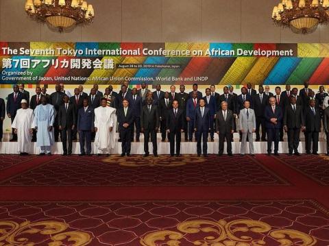 A cross section of African leaders and their Japanese host at the Tokyo Summit A cross section of African leaders and their Japanese host at the Tokyo Summit