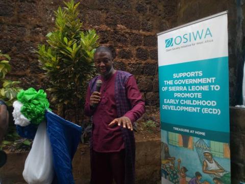 Joe Pemagbi, OSIWA Country Officer in Sierra Leone, addressing the launch Joe Pemagbi, OSIWA Country Officer in Sierra Leone, addressing the launch