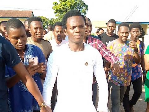 Joseph Amara Bangura together with his supporters at Kenema after the convention was put on hold Joseph Amara Bangura together with his supporters at Kenema after the convention was put on hold