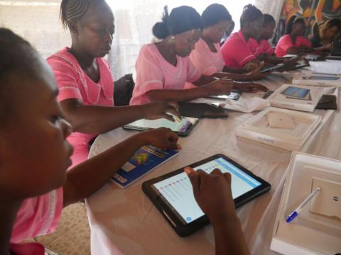 Lat batch of health workers being trained on the use of te electronic application Lat batch of health workers being trained on the use of te electronic application
