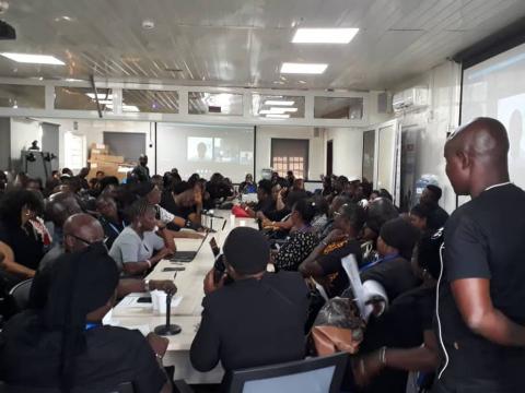 Local UN staff in black as a sign of protest over pay Local UN staff in black as a sign of protest over pay
