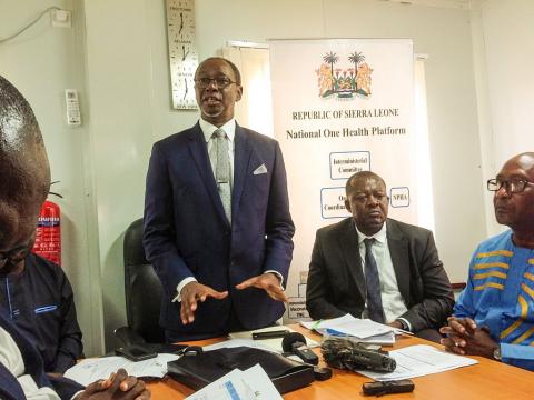 Minister of Health, Dr Alpha Wurie, at the press conference on Monday Minister of Health, Dr Alpha Wurie, at the press conference on Monday