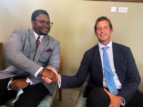 Minister of Mineral Resources Timothy Kabbah and CEO of Gerald Group Craig Dean Minister of Mineral Resources Timothy Kabbah and CEO of Gerald Group Craig Dean