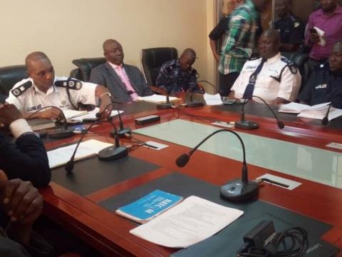NATCOM officials and SLP officers at a press conference this week NATCOM officials and SLP officers at a press conference this week