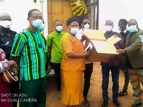 NMSA logistics manager handling over the drugs to DHMT Kenema NMSA logistics manager handling over the drugs to DHMT Kenema