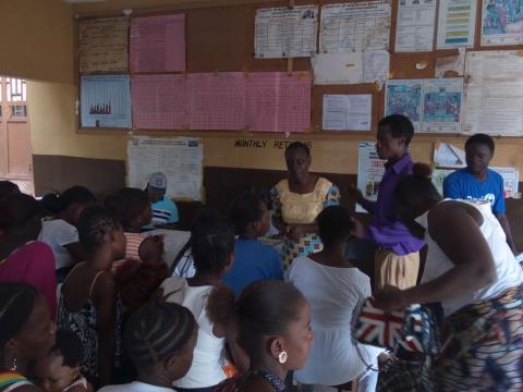 Pregnant women and lactating mothers listening an ANC session at a government hospital in Freetown Pregnant women and lactating mothers listening an ANC session at a government hospital in Freetown