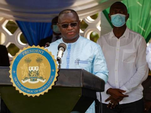 President Bio addresses the gathering at MMCET.jpg President Bio addresses the gathering at MMCET.jpg