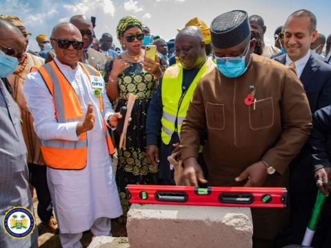 President Bio lays the first bricks President Bio lays the first bricks