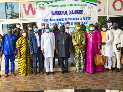 President Bio poses with participants at the Public Dialogue with Civil Society Groups event President Bio poses with participants at the Public Dialogue with Civil Society Groups event