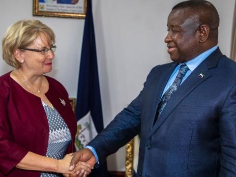 President Bio receives outgoing Canadian envoy, Dr Cameron President Bio receives outgoing Canadian envoy, Dr Cameron
