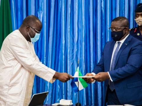 President Bio receives the presidential invite from Guinea's foreign minister President Bio receives the presidential invite from Guinea's foreign minister