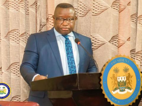 President Bio addressing journalists President Bio addressing journalists