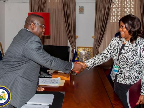 President Bio receiving outgoing IMF country boss Dr Masha President Bio receiving outgoing IMF country boss Dr Masha