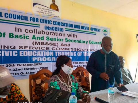 Prof. Joe A. D. Alie delivering statement at the event Prof. Joe A. D. Alie delivering statement at the event