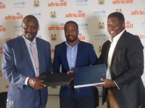 Representatives of Unicef, Africell and Youths Ministry Representatives of Unicef, Africell and Youths Ministry