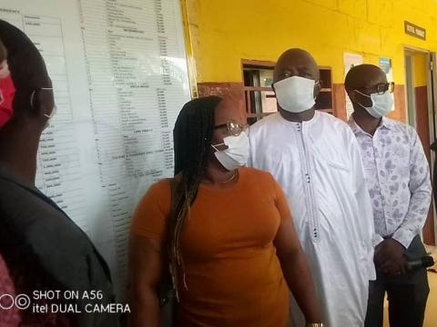 Resident minister east Andrew Ansu Fatorma and medical superintendent Dr.ibrahim Kapuwa officially opening citizens service charter Resident minister east Andrew Ansu Fatorma and medical superintendent Dr.ibrahim Kapuwa officially opening citizens service charter
