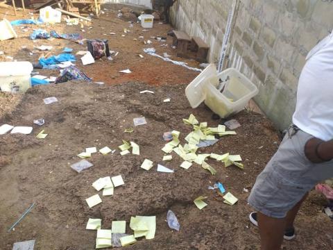 Scene of a polling center in Constituency 110 ransacked by thugs Scene of a polling center in Constituency 110 ransacked by thugs