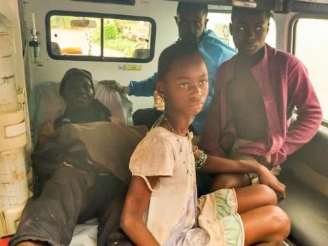 Some of the victims of the Madina violence been carried in an ambulance. Some of the victims of the Madina violence been carried in an ambulance.