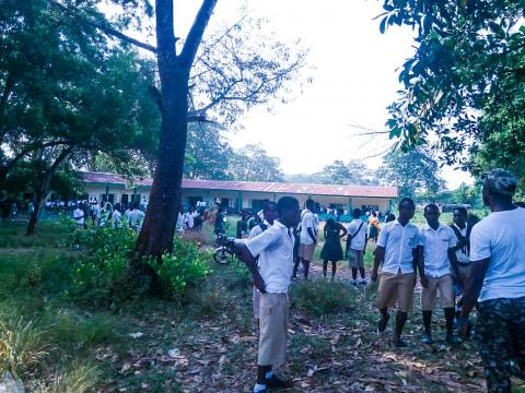 Students at the school compound Students at the school compound