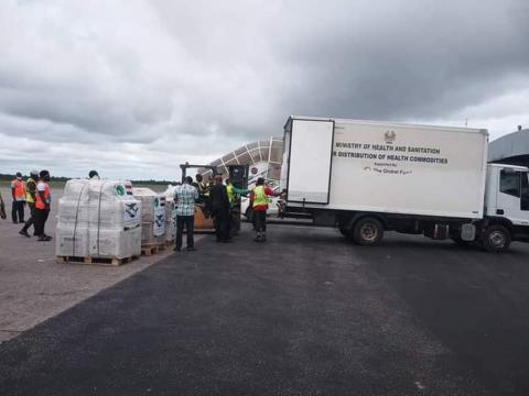 The Egyptian donated medical supplies been loaded on to a plane on Cairo The Egyptian donated medical supplies been loaded on to a plane on Cairo