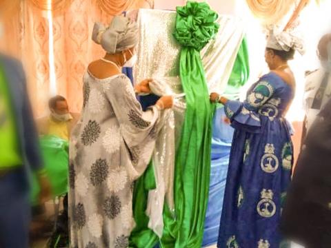 The first Lady and Mrs. Sovula launching the project The first Lady and Mrs. Sovula launching the project