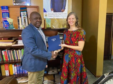 USL VC&P, Prof. Foday Sahr with Mercy Ships CD, Sandra Lako USL VC&P, Prof. Foday Sahr with Mercy Ships CD, Sandra Lako
